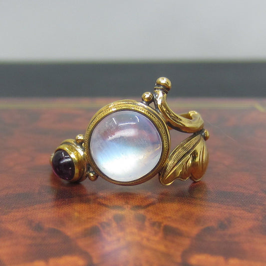 HOLD-Estate Moonstone and Tourmaline 18k, James Meyer c. 1980