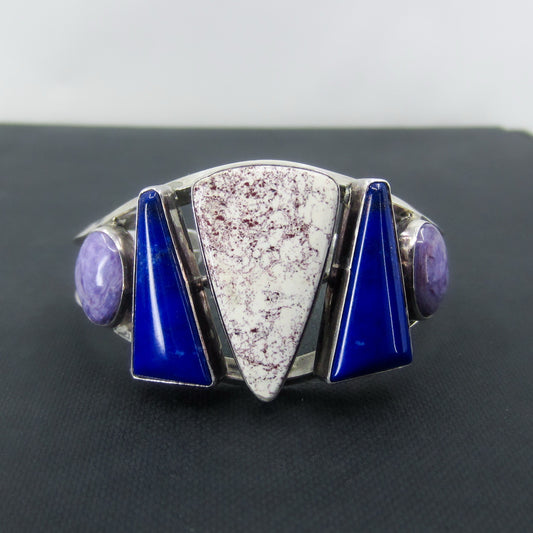 Estate Lapis, Jasper and Sugilite Cuff Sterling, TAMStar Designs c. 2010