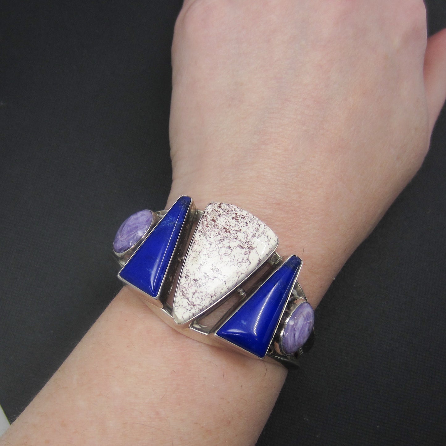 Estate Lapis, Jasper and Sugilite Cuff Sterling, TAMStar Designs c. 2010