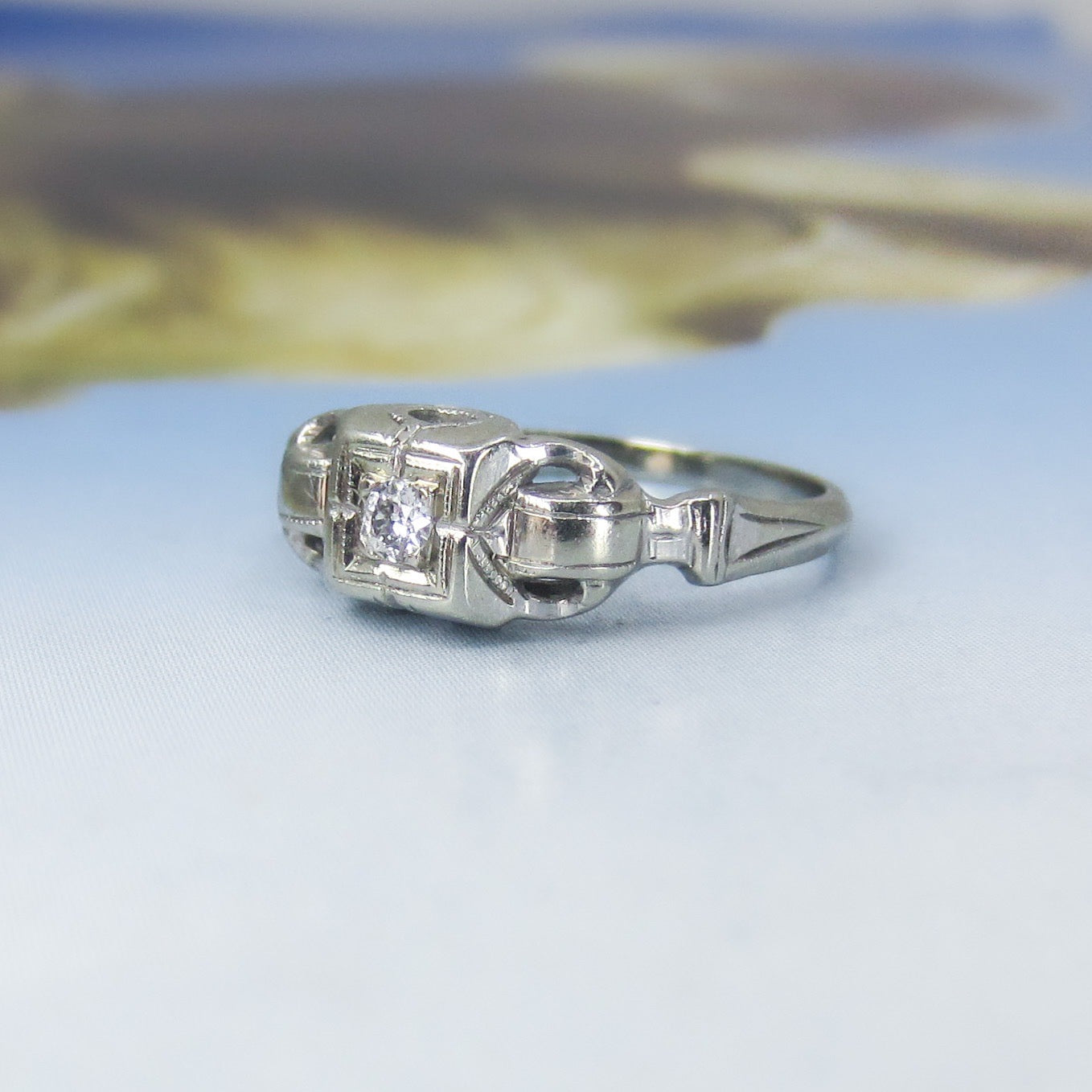 Art Deco Old European Diamond .10ct Ring 14k c. 1930