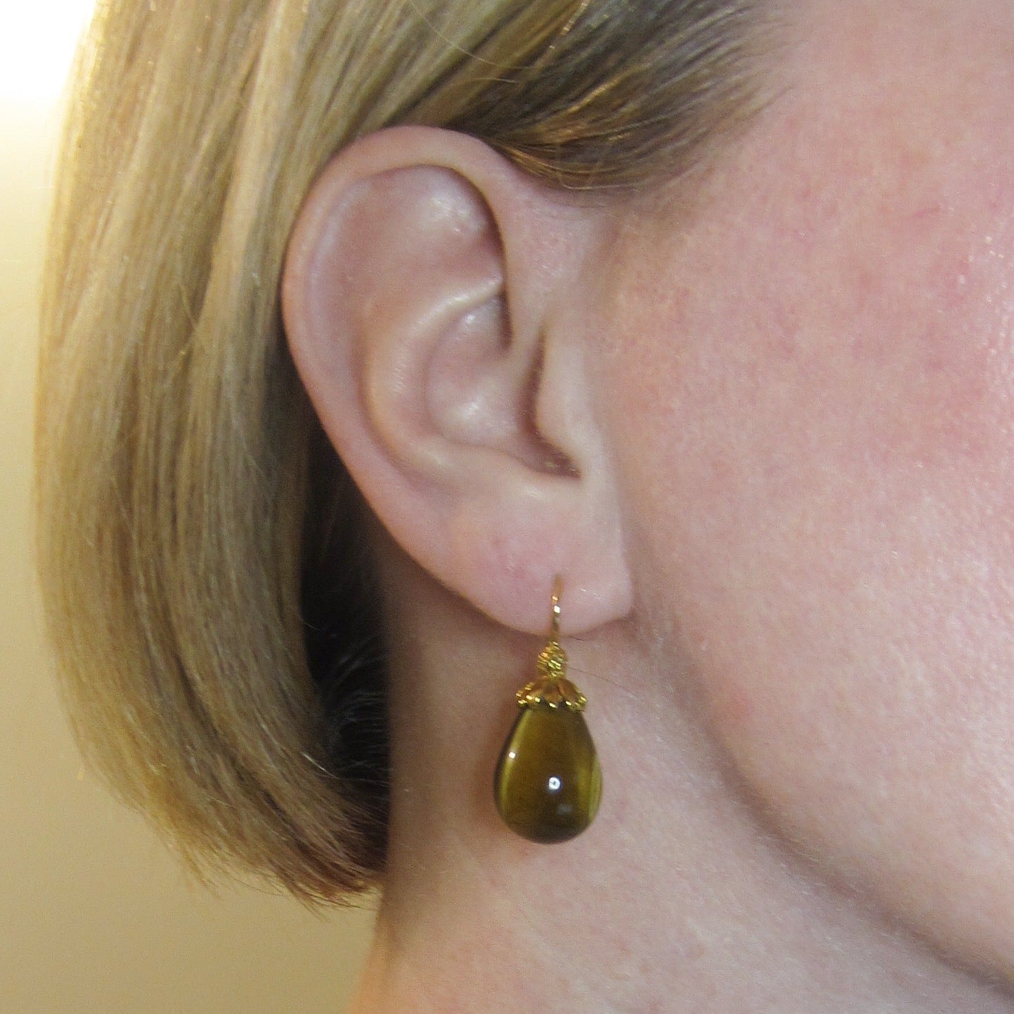 Estate Mish NY Tiger’s Eye Drop Earrings 18k