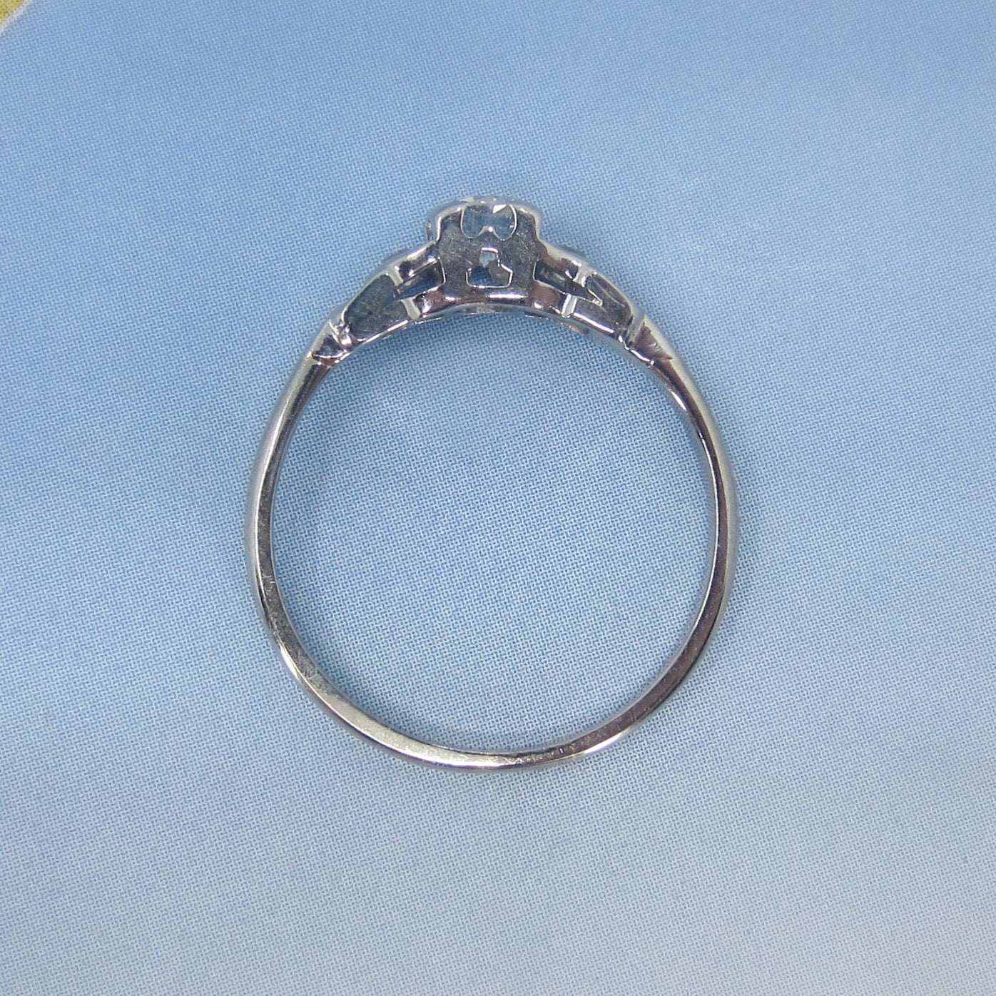 Art Deco Transitional Round Brilliant .40ct Diamond Engagement Ring Platinum/18k c. 1930