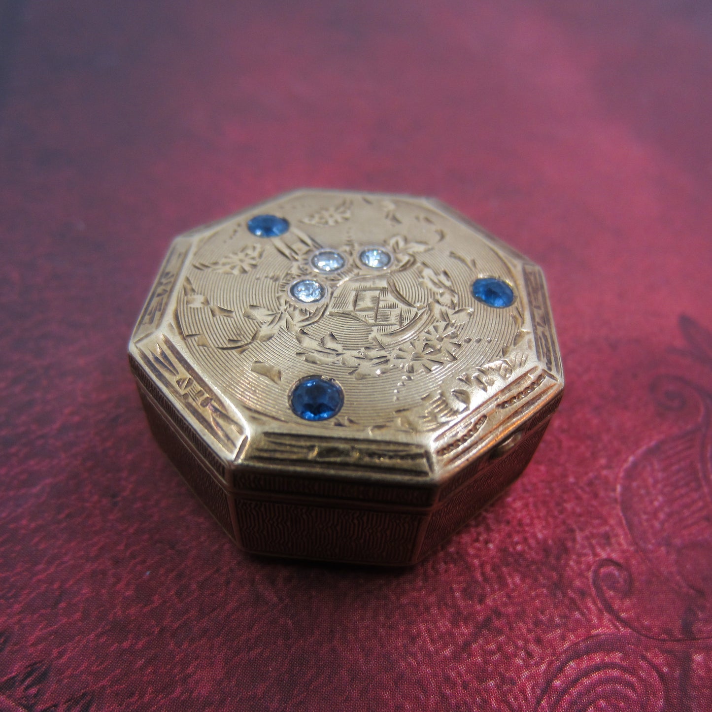 Edwardian Tiffany & Co Sapphire and Diamond Pillbox 14k c. 1910