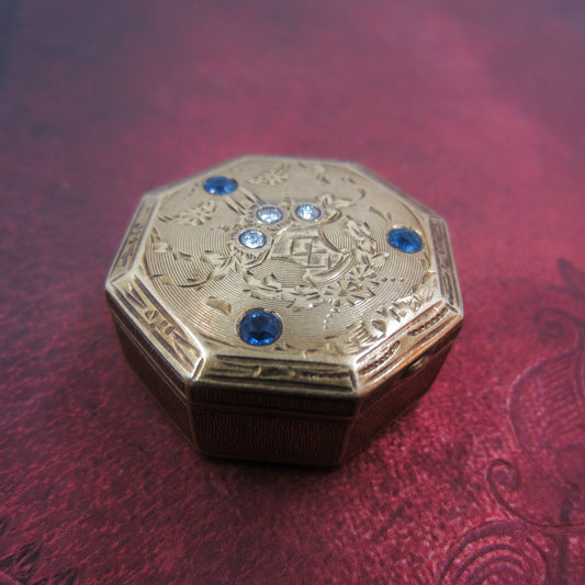 Edwardian Tiffany & Co Sapphire and Diamond Pillbox 14k c. 1910