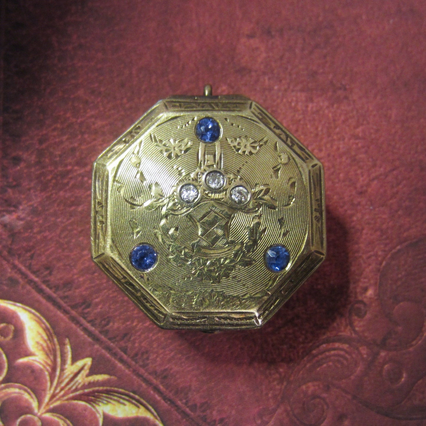 Edwardian Tiffany & Co Sapphire and Diamond Pillbox 14k c. 1910