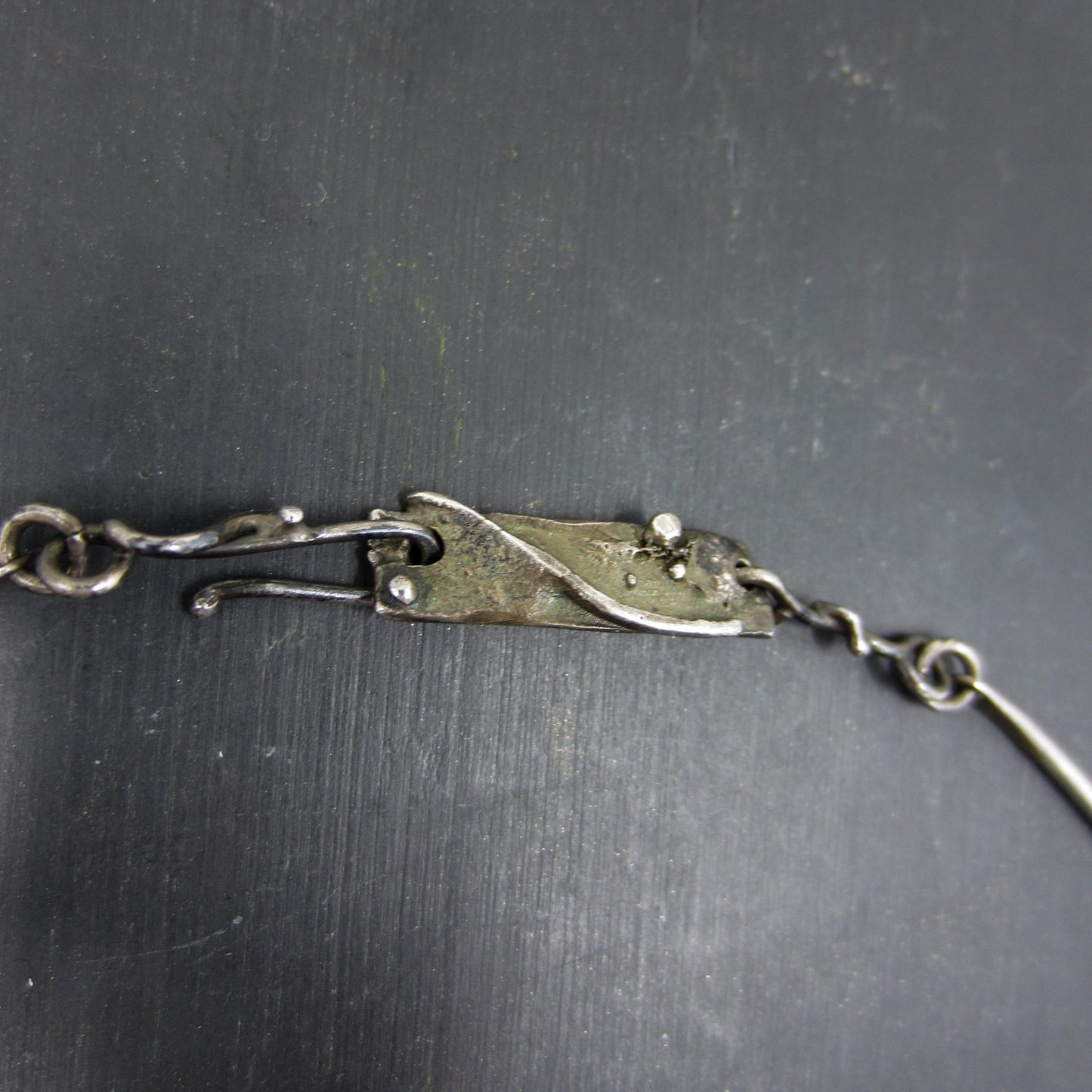 Vintage Brutalist Necklace and Earrings Sterling Silver c. 1970