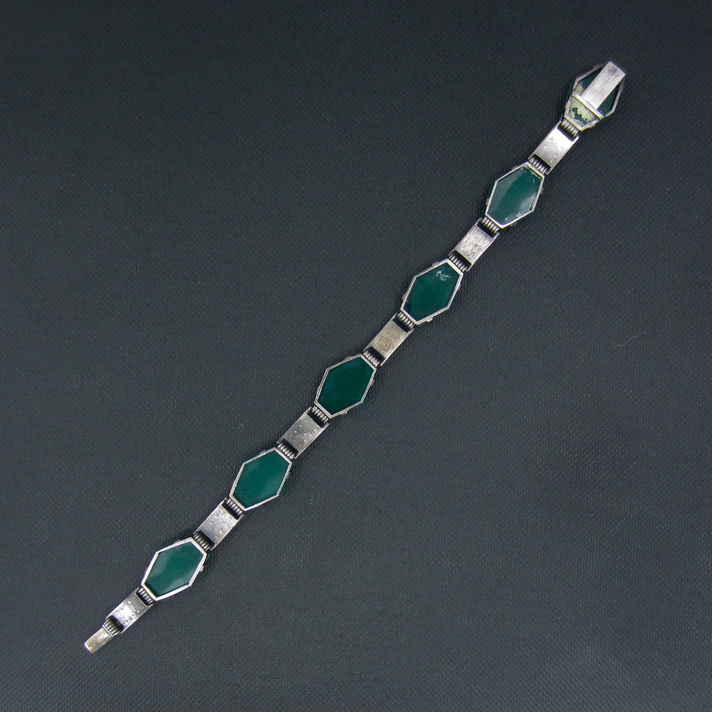 Art Deco Chalcedony and Marcasite Bracelet Sterling c. 1930