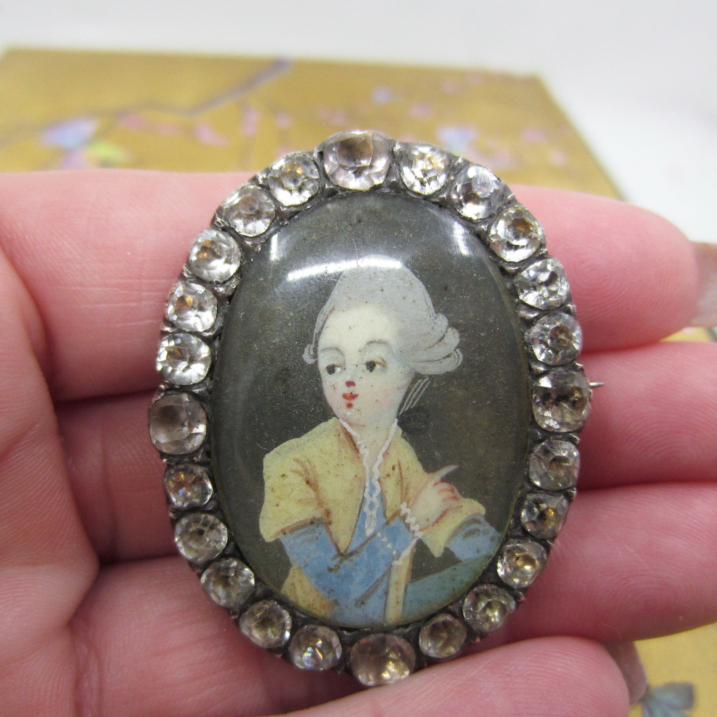 18th Century Georgian Black Dot Paste Miniature Silver c. 1770