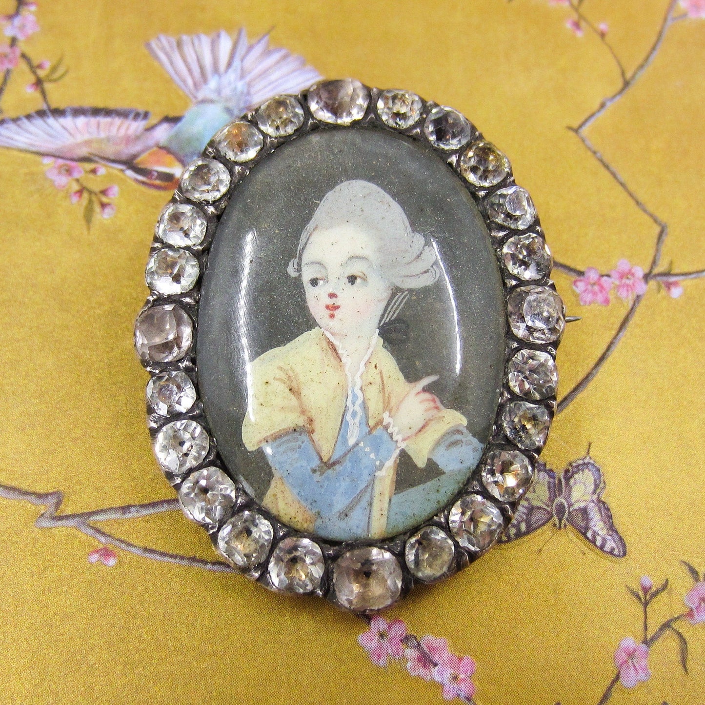18th Century Georgian Black Dot Paste Miniature Silver c. 1770