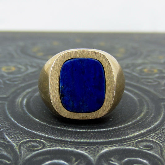 Vintage Lapis Signet Ring 14k c. 1960