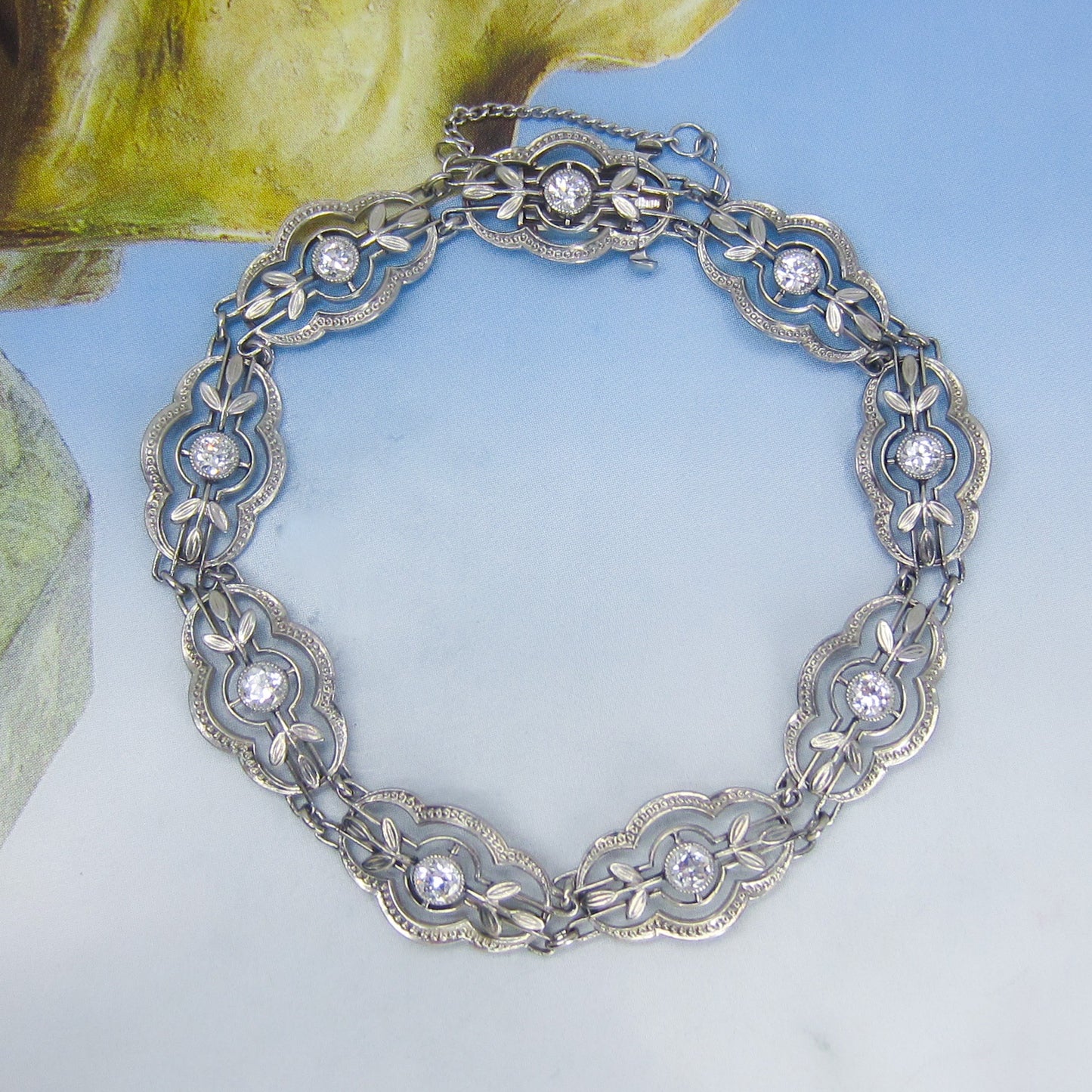Edwardian Bezel Set Diamond Bracelet Platinum c. 1915