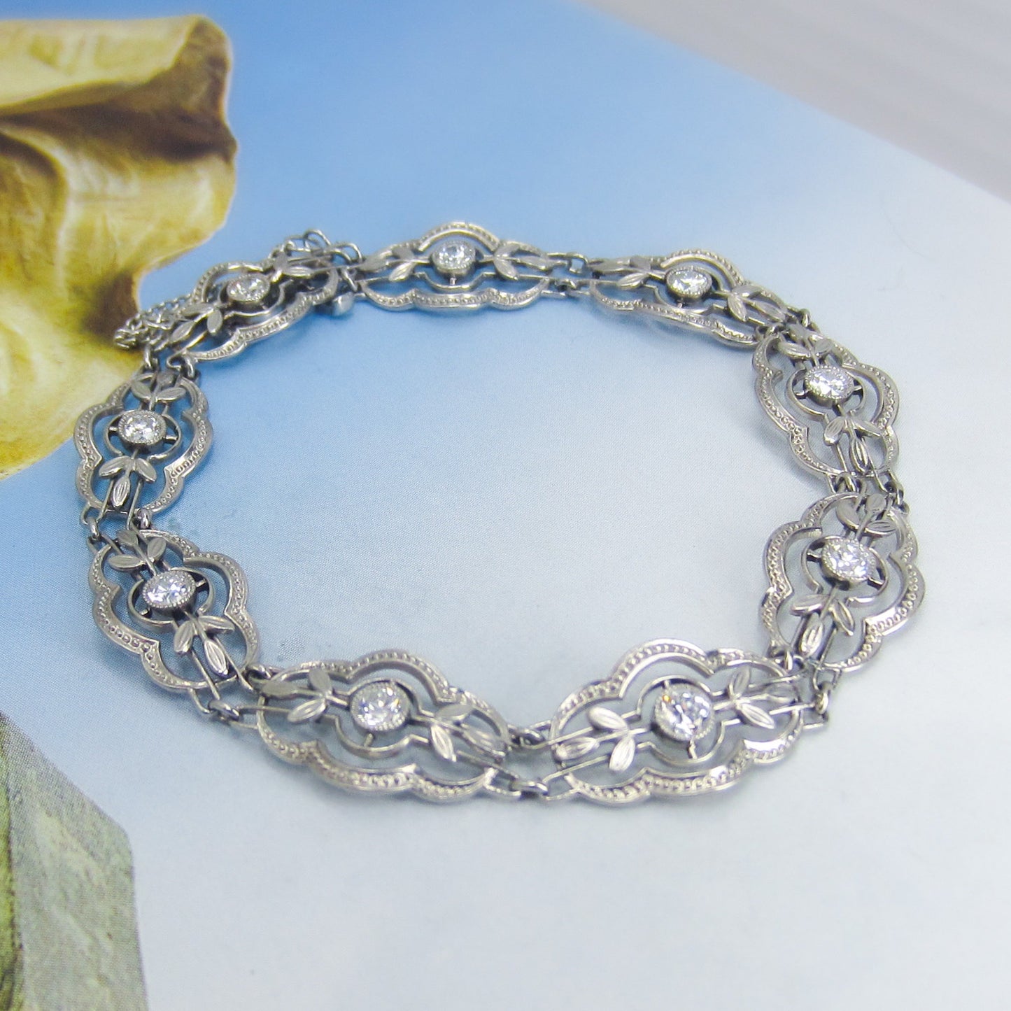 Edwardian Bezel Set Diamond Bracelet Platinum c. 1915