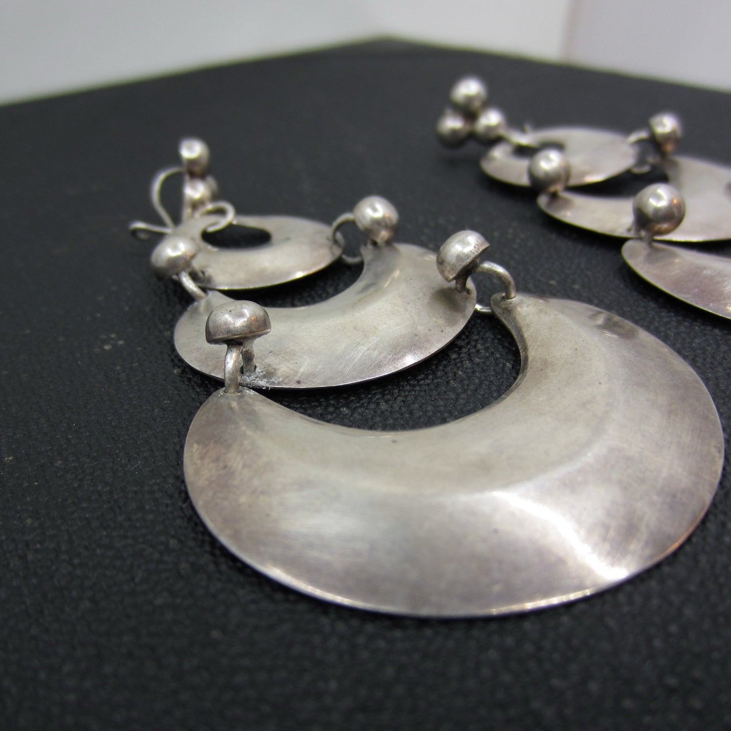 Vintage Huge Taxco Drop Earrings Sterling Silver c. 1940