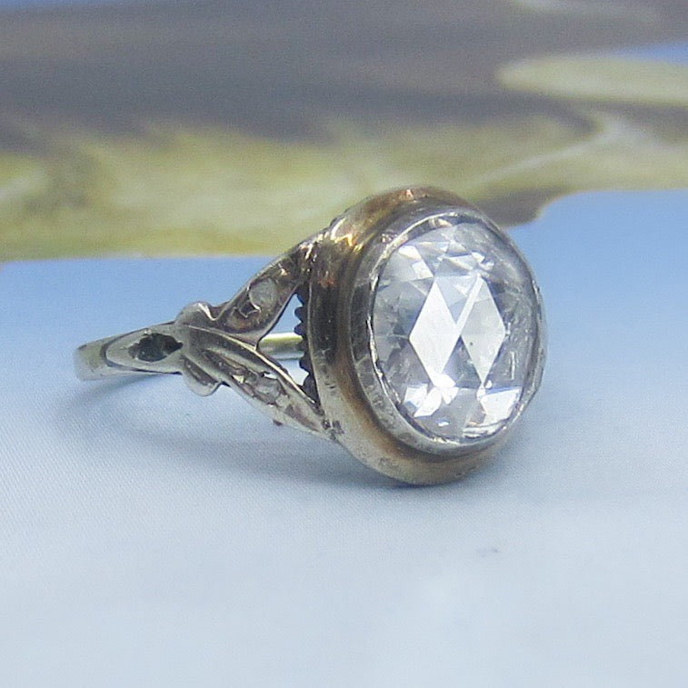 Georgian Revival Rose Cut Diamond Ring 14k c. 1930