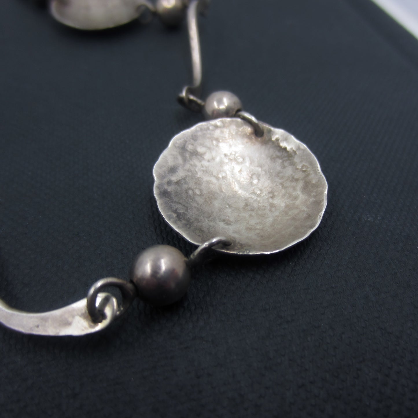 Modernist Hand Hammered Disc Necklace Sterling c. 1960