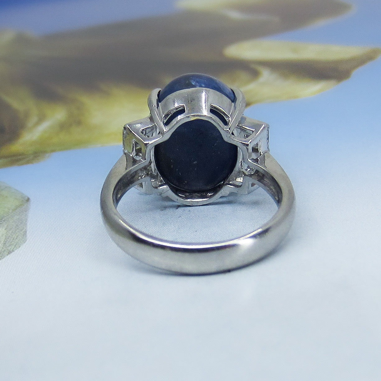 Estate Star Sapphire and Diamond Ring Platinum