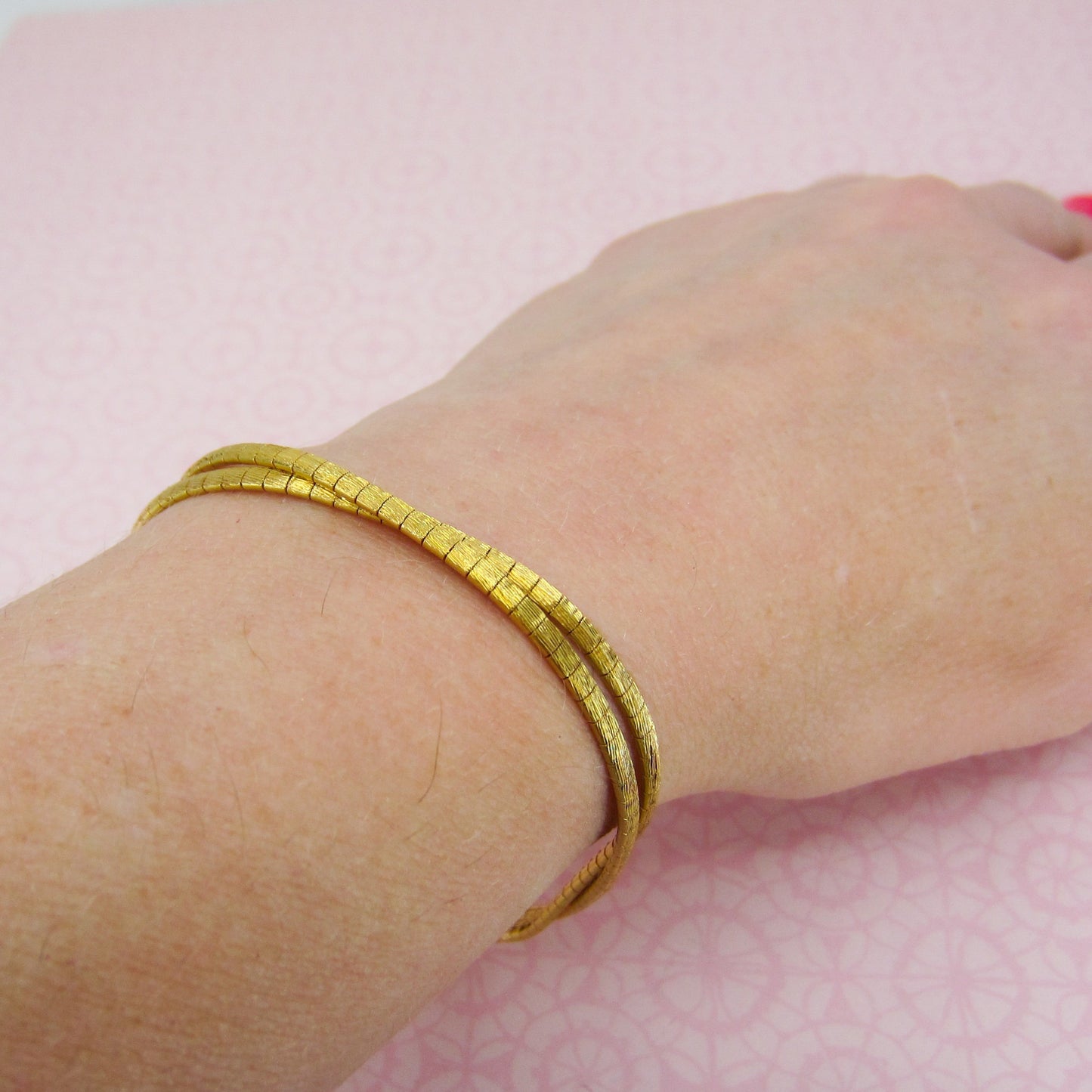 SOLD--Vintage MidCentury Two Row Bracelet 18k c. 1960