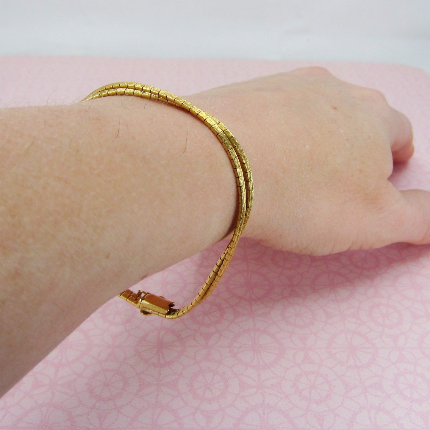 SOLD--Vintage MidCentury Two Row Bracelet 18k c. 1960