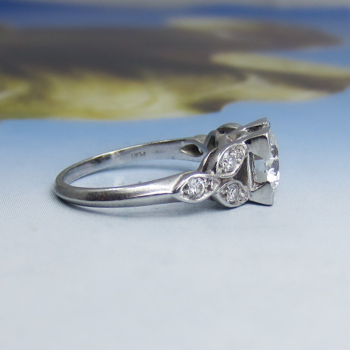 SOLD--Estate Art Deco Style 1.24ct FSI1 Diamond Engagement Ring Platinum