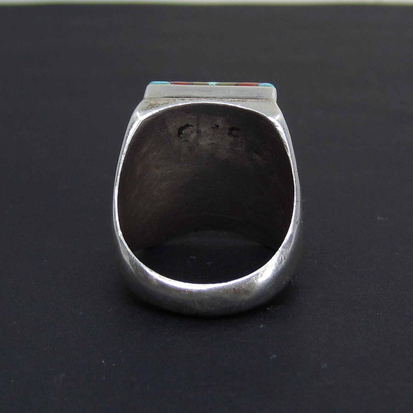 SOLD--Vintage Southwestern Inlay Ring Sterling c. 1980