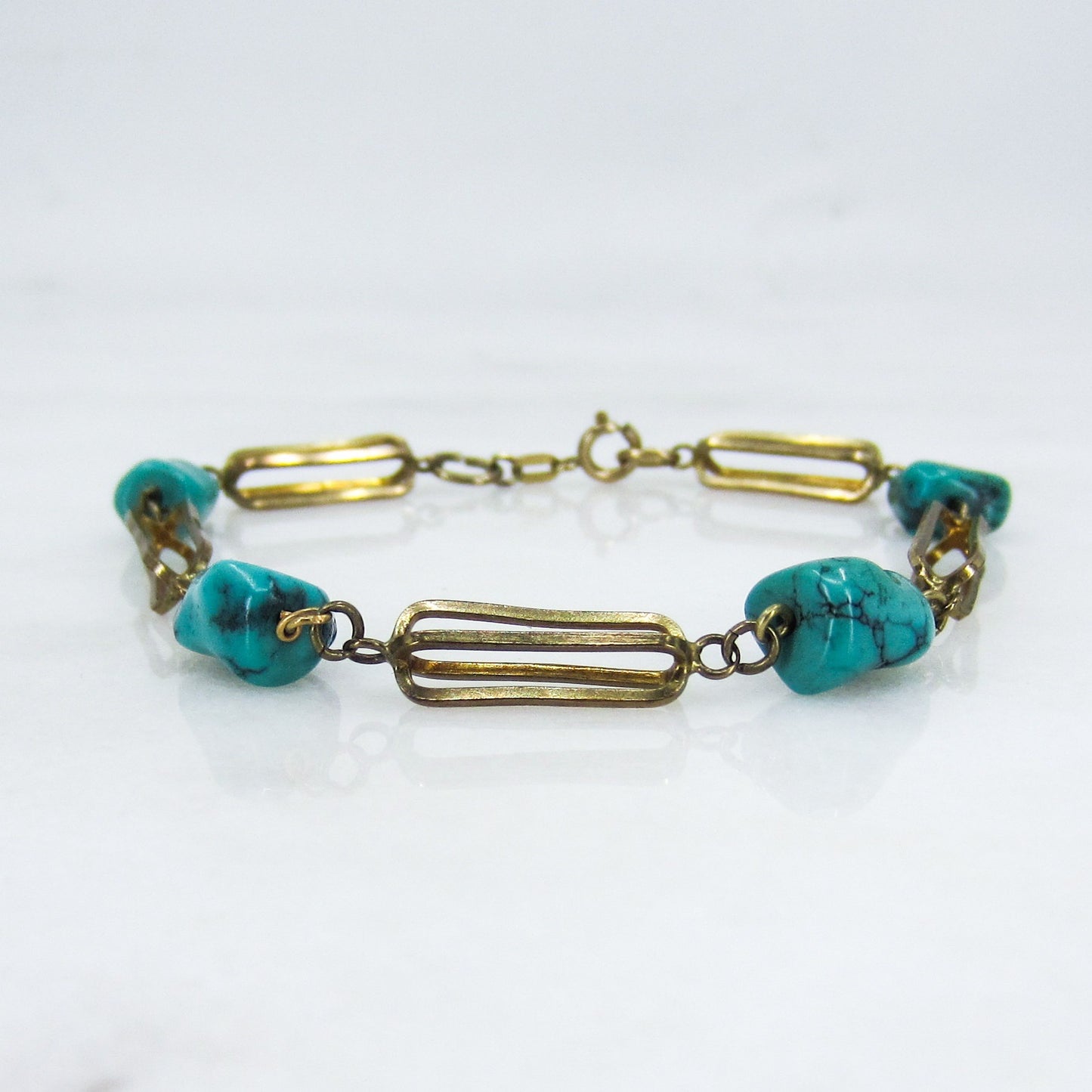 Vintage Turquoise Nugget Bracelet 9k c. 1970