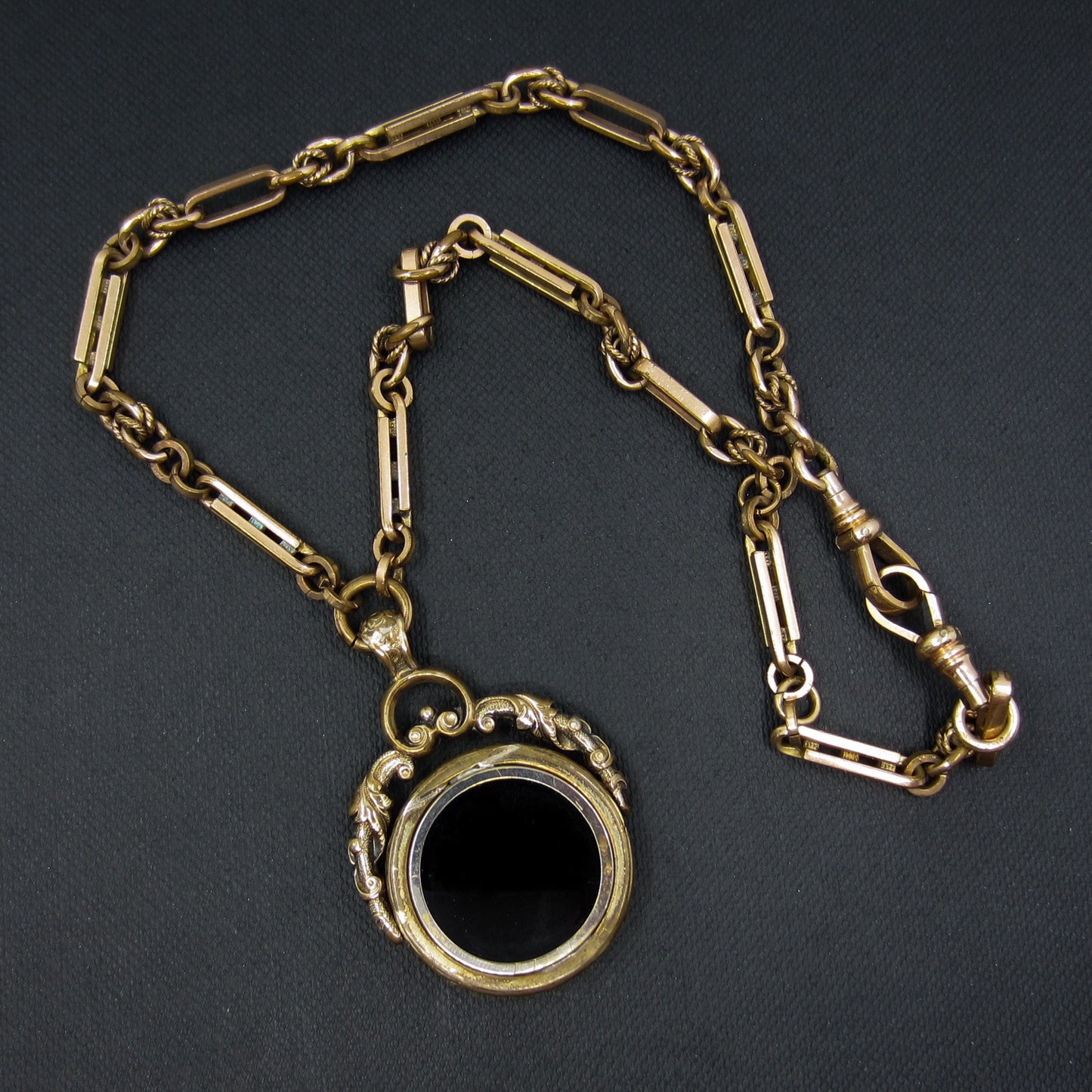 Victorian Banded Agate Swivel Locket Gold-Filled c. 1880