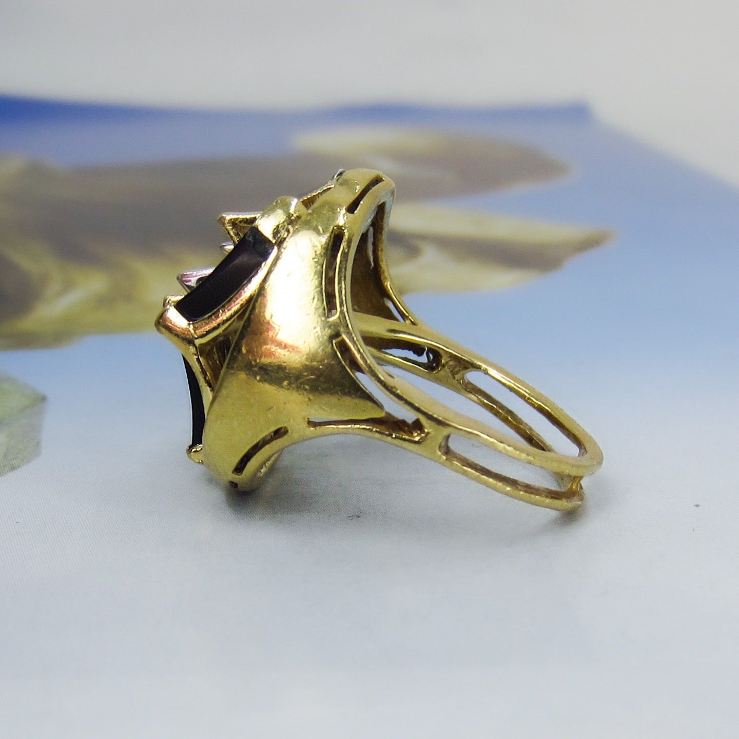 Pear Shaped Black Onyx Engagement Ring Natural Inspired Blossom Side Stone  Ring - MollyJewelryUS, Black Onyx - valleyresorts.co.uk