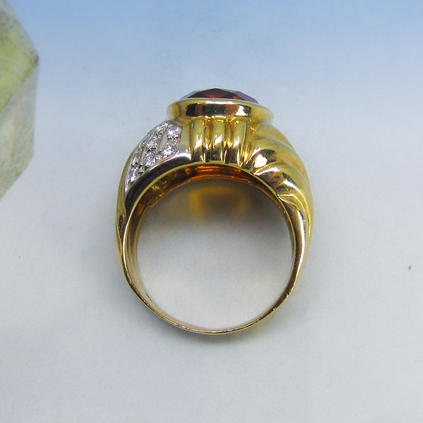 Vintage Citrine and Diamond Ring 18k c. 1990