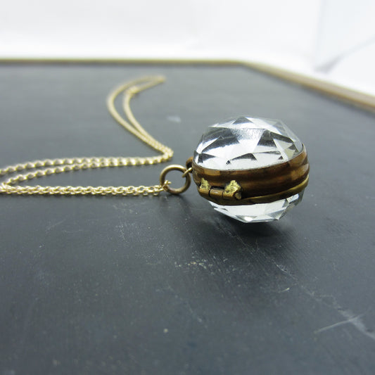 SOLD-Victorian Faceted Crystal Egg Locket Gold-Filled c. 1890