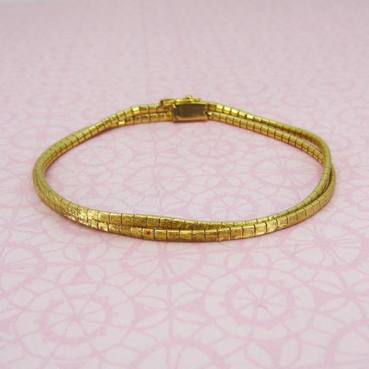 SOLD--Vintage MidCentury Two Row Bracelet 18k c. 1960