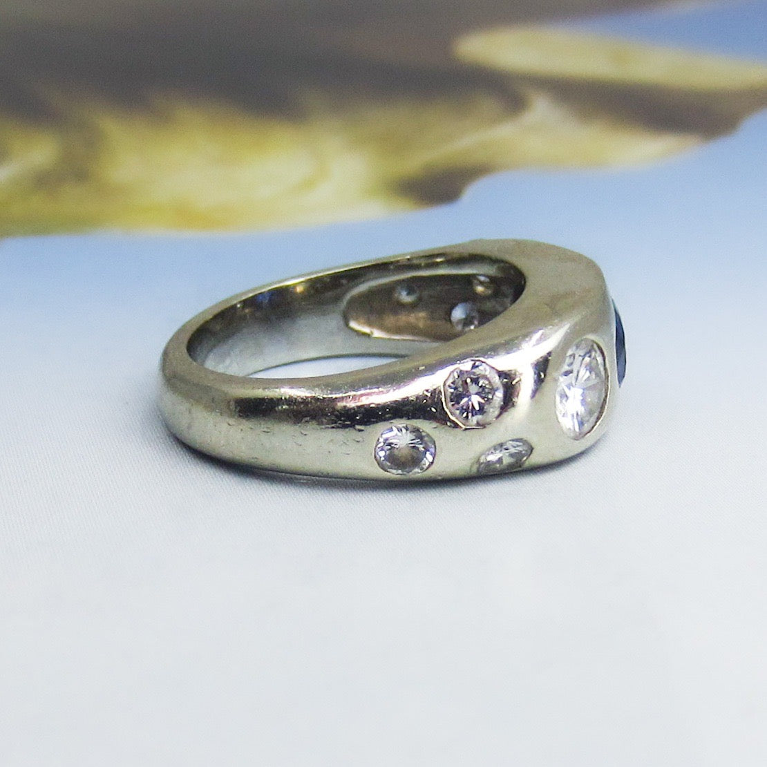 Vintage Sapphire and Diamond Ring 14k c. 1950