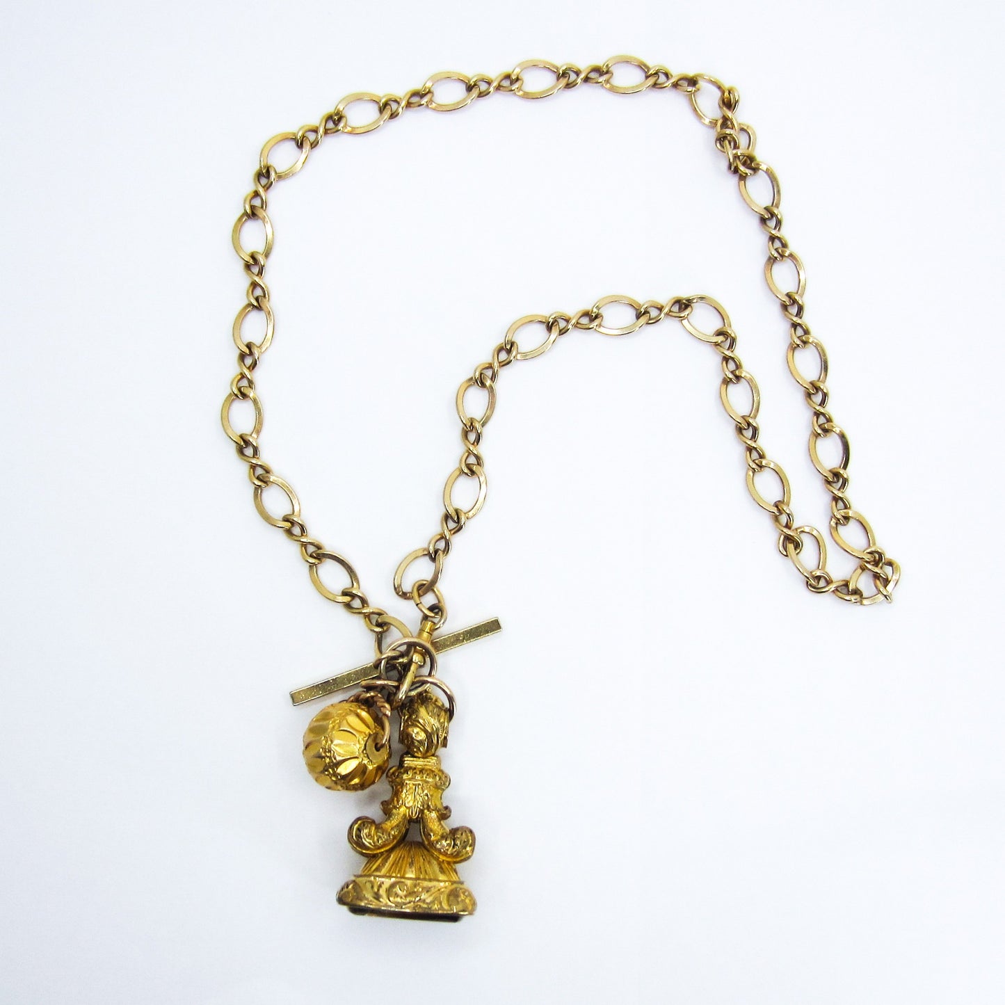 Victorian Citrine Fob Charm Necklace Gold-filled c. 1890