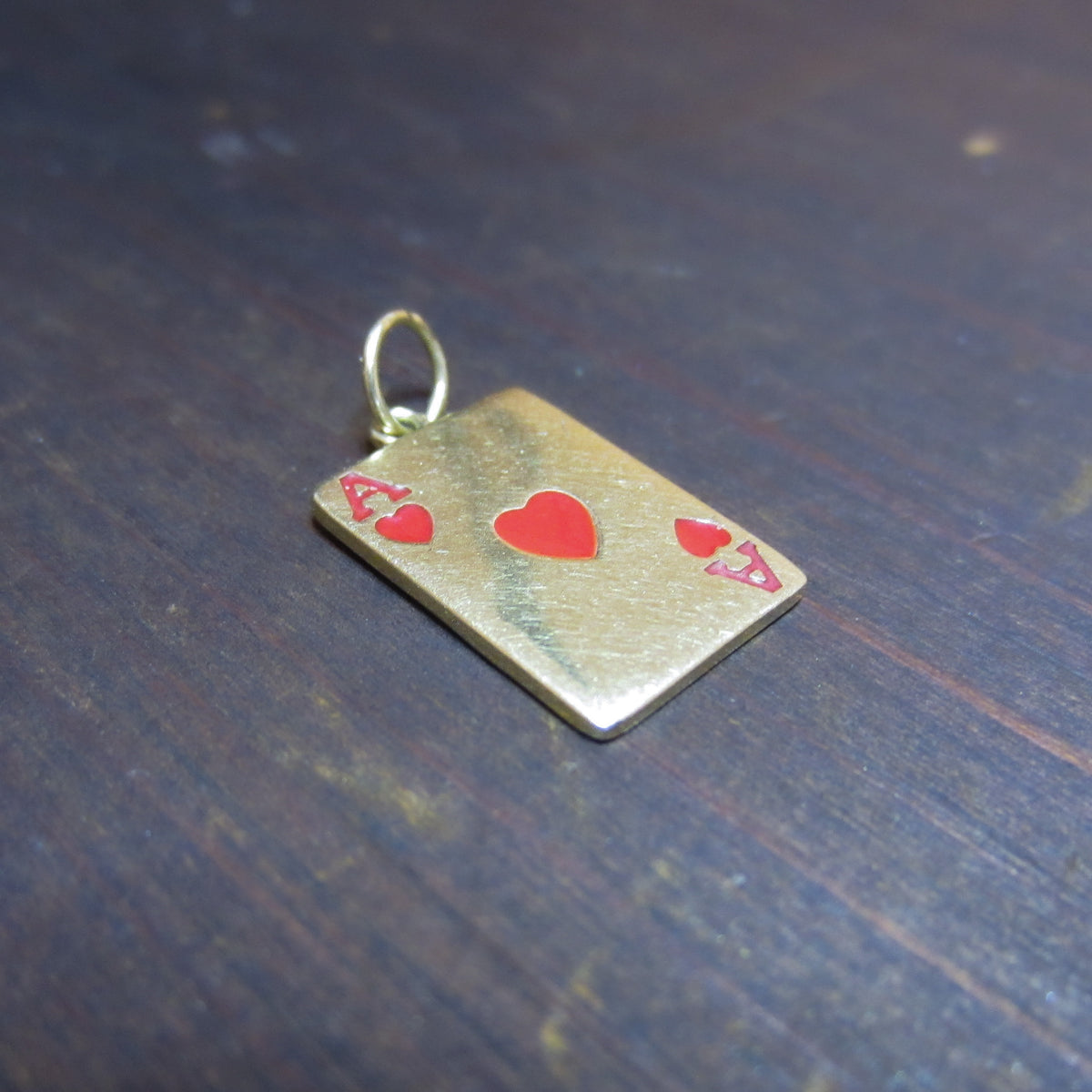 Enamel Ace of Hearts Charm 14k