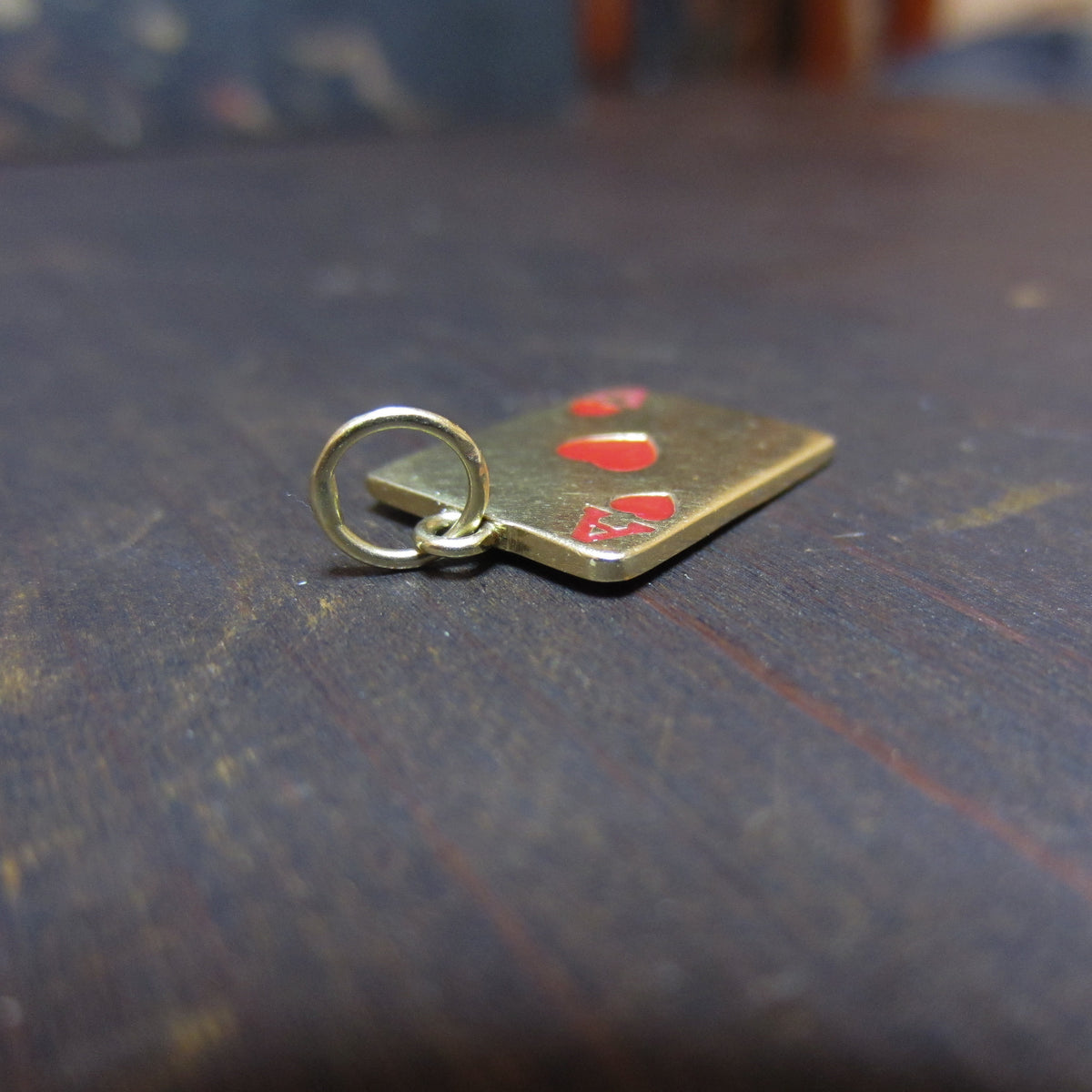 Enamel Ace of Hearts Charm 14k