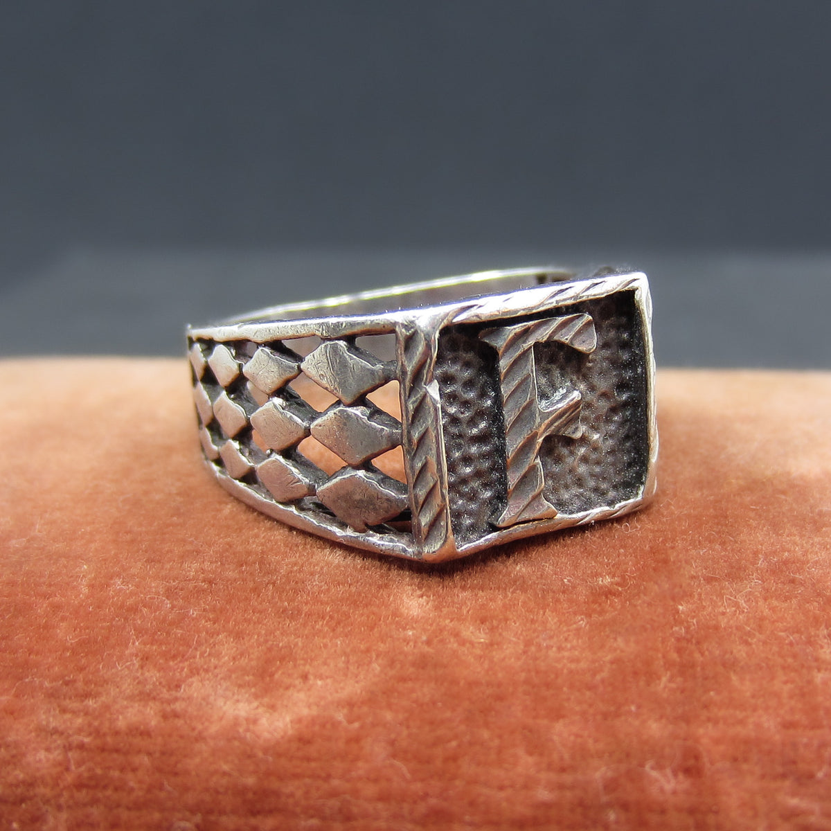 Vintage “F” Monogram Signet Ring Sterling