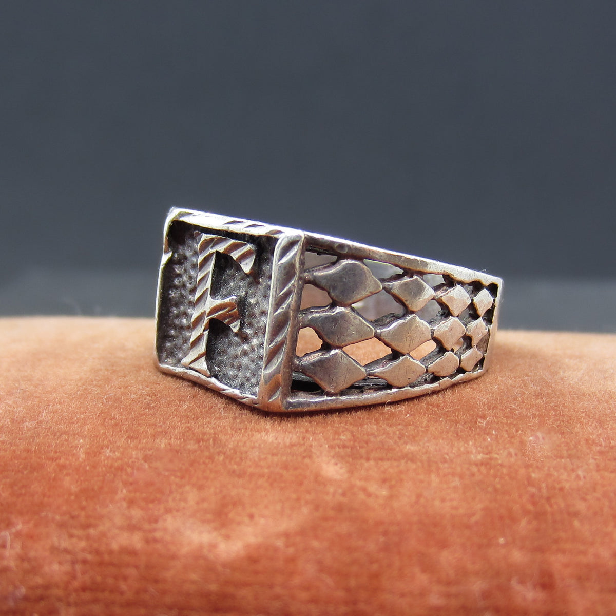 Vintage “F” Monogram Signet Ring Sterling