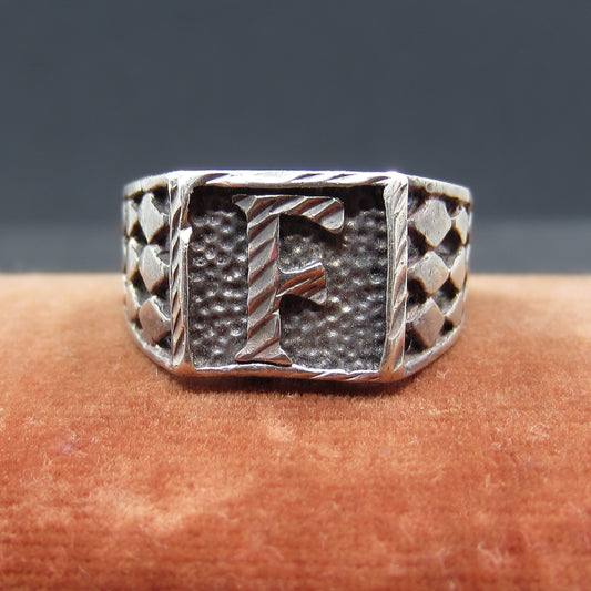 Vintage “F” Monogram Signet Ring Sterling