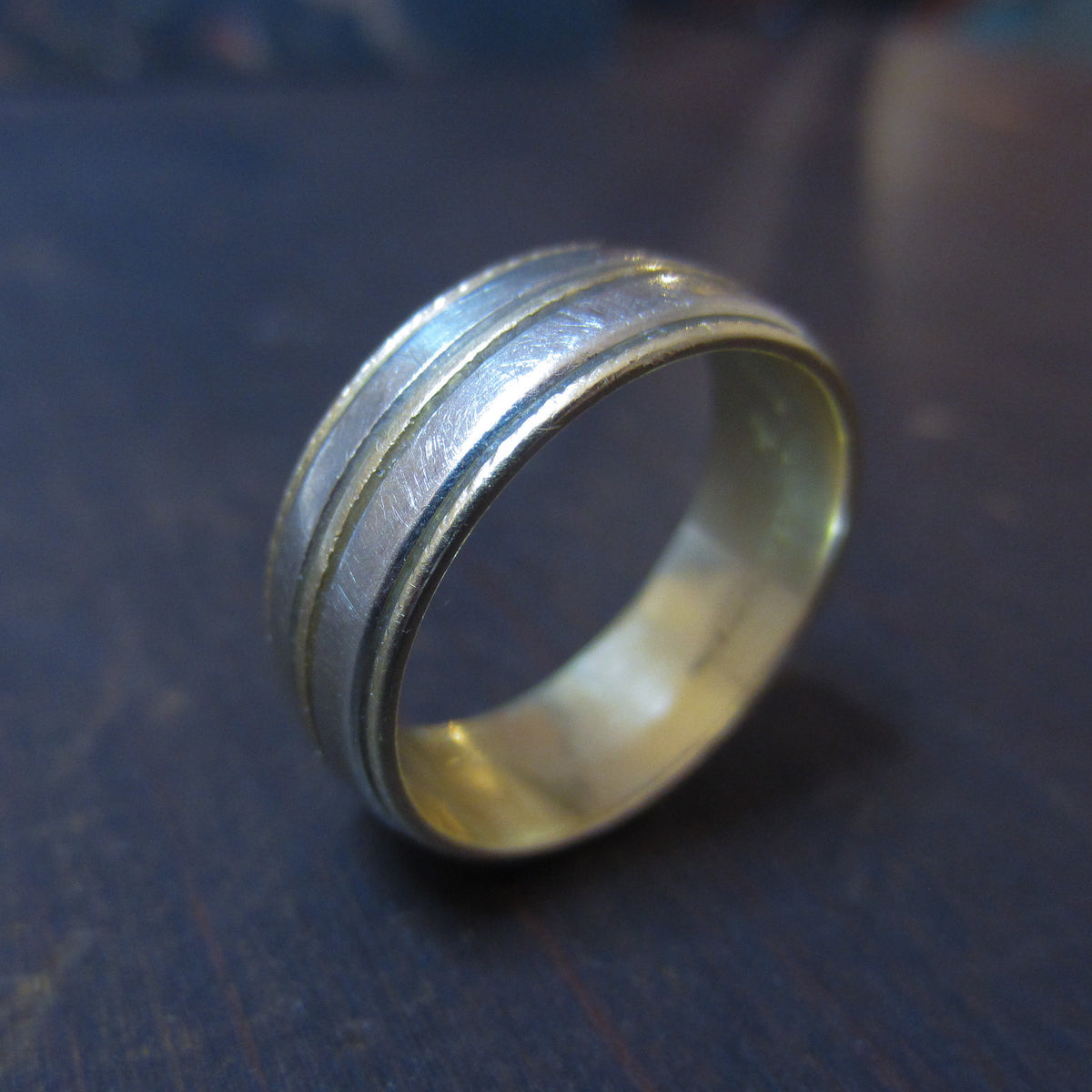 Mid-Century Men’s Two Tone Wedding Band 14k size 10 c. 1970