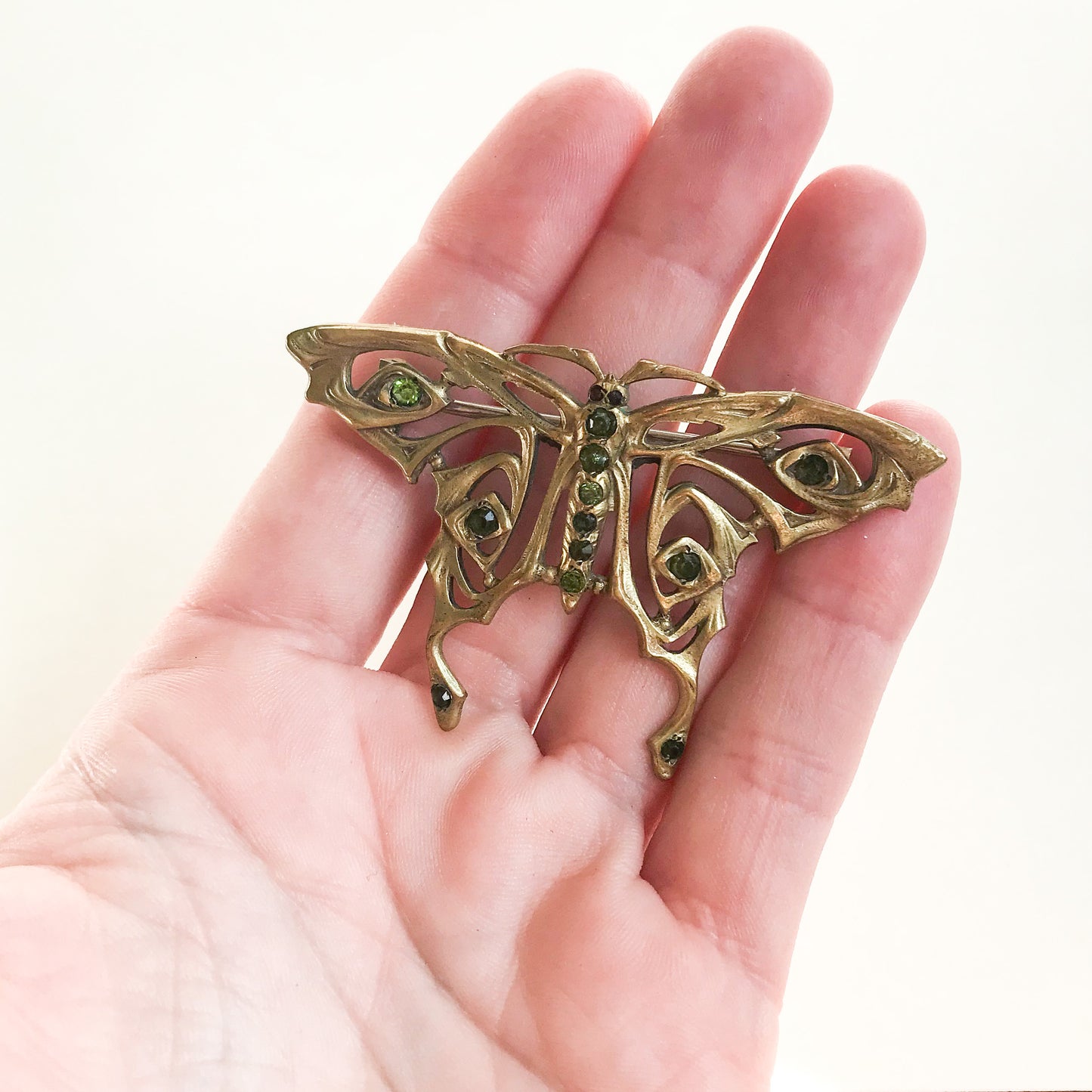 Art Nouveau Paste Butterfly Brooch Gold-Filled c. 1890