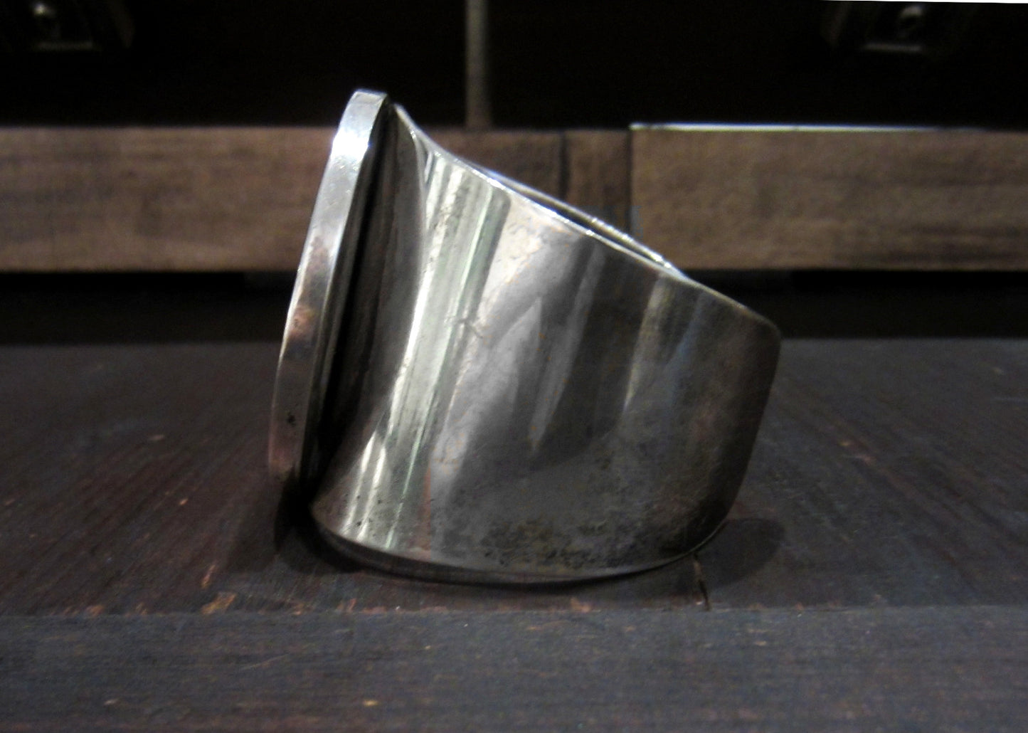 SOLD--Giant Modernist Onyx Cuff Sterling Silver c. 1970