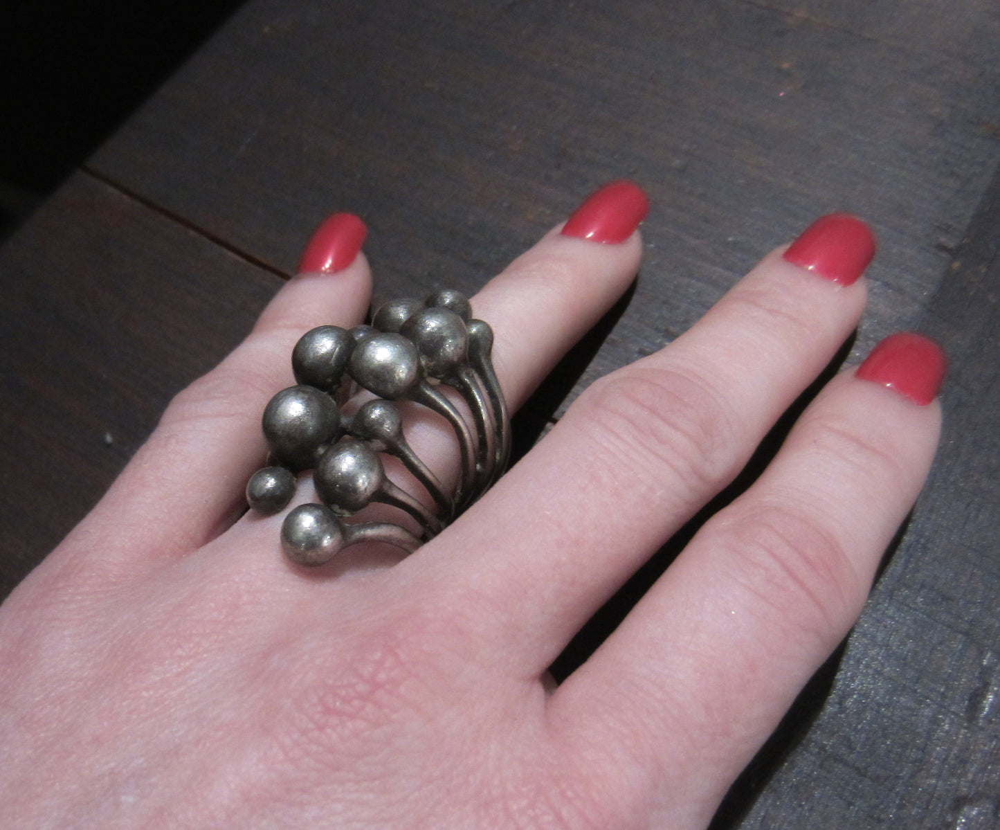 SOLD--Modernist Studio Balls Ring Sterling Silver c. 1970