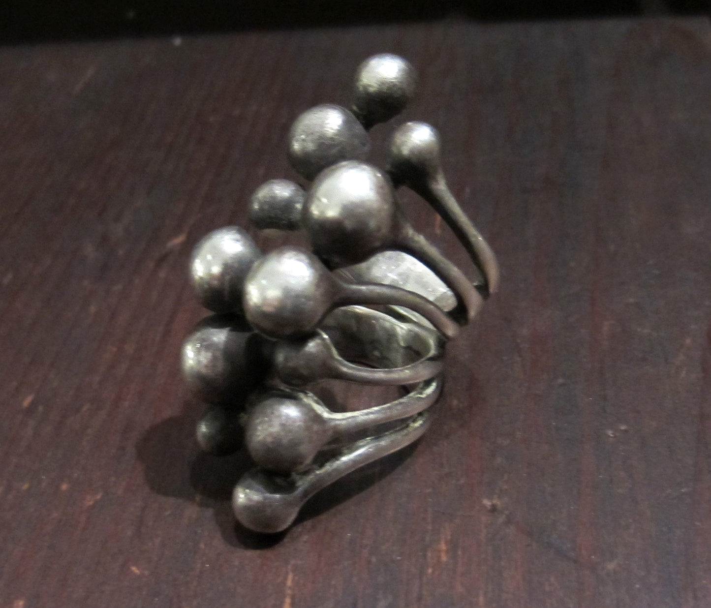 SOLD--Modernist Studio Balls Ring Sterling Silver c. 1970