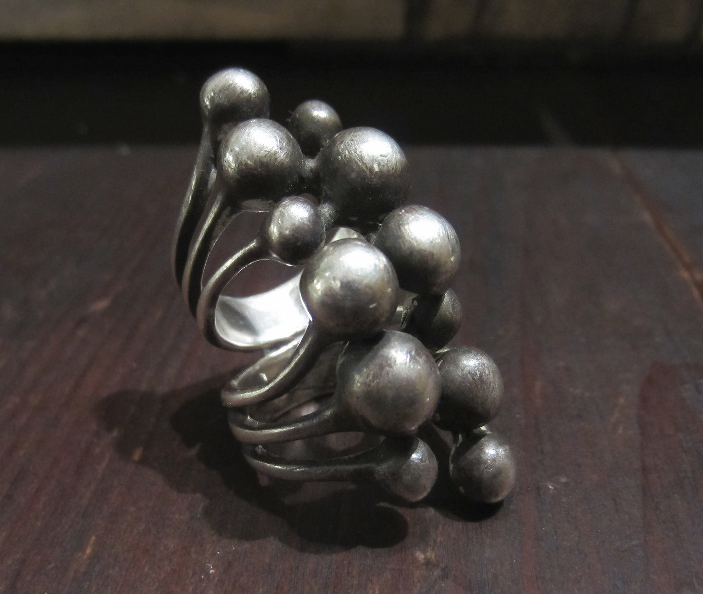 SOLD--Modernist Studio Balls Ring Sterling Silver c. 1970