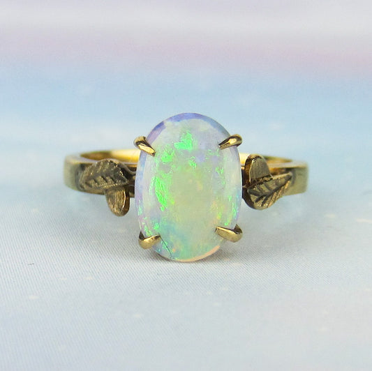 SOLD--Beautiful Vintage Opal Ring 18k c. 1970