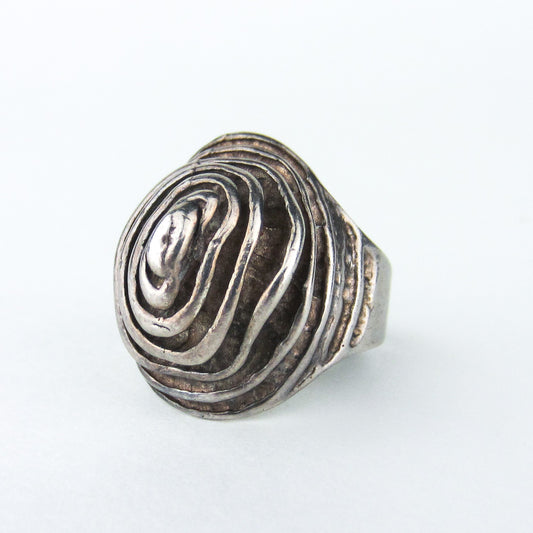 SOLD--Modernist Ridged Cone Ring Sterling Silver, Pauline Rader c. 1960