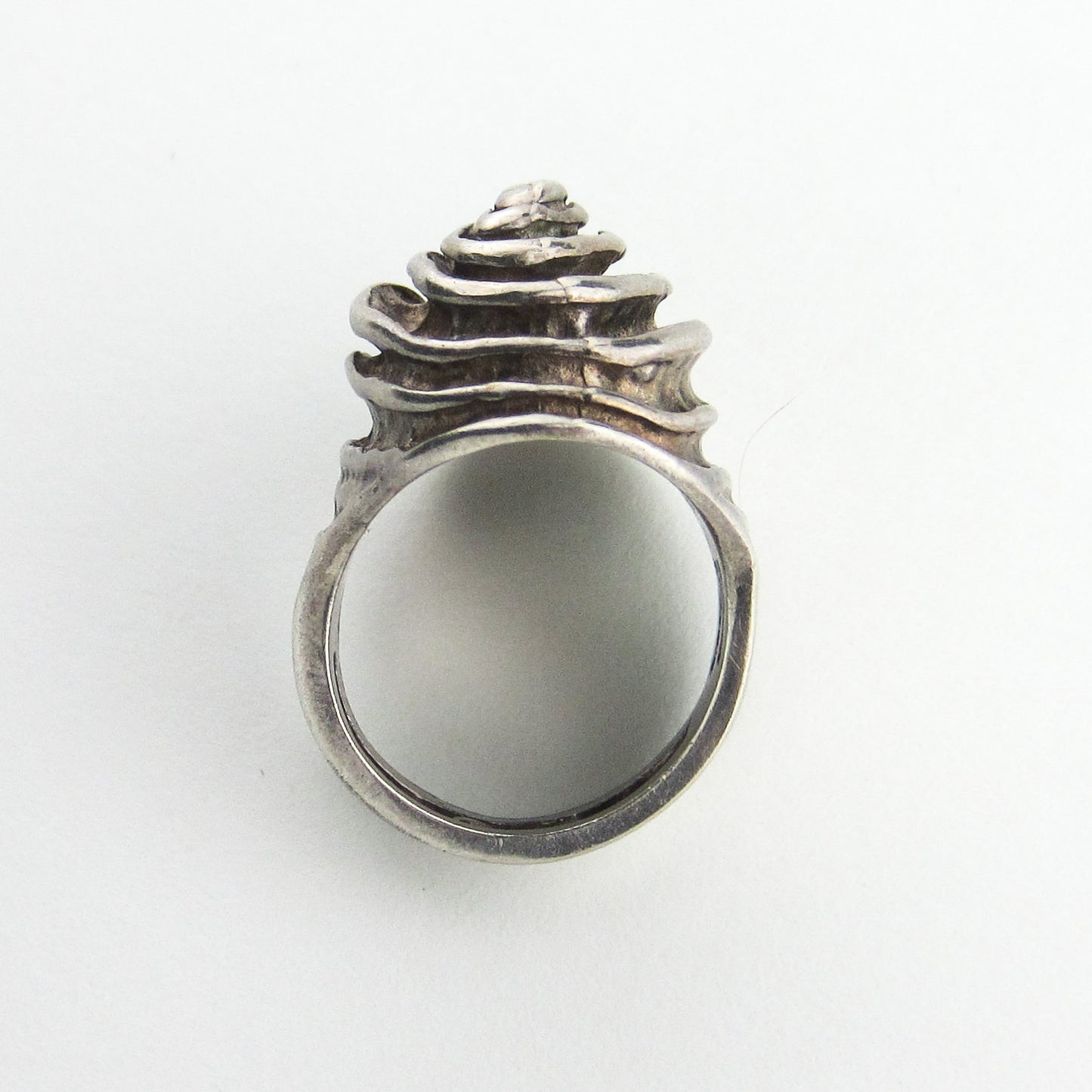 SOLD--Modernist Ridged Cone Ring Sterling Silver, Pauline Rader c. 1960