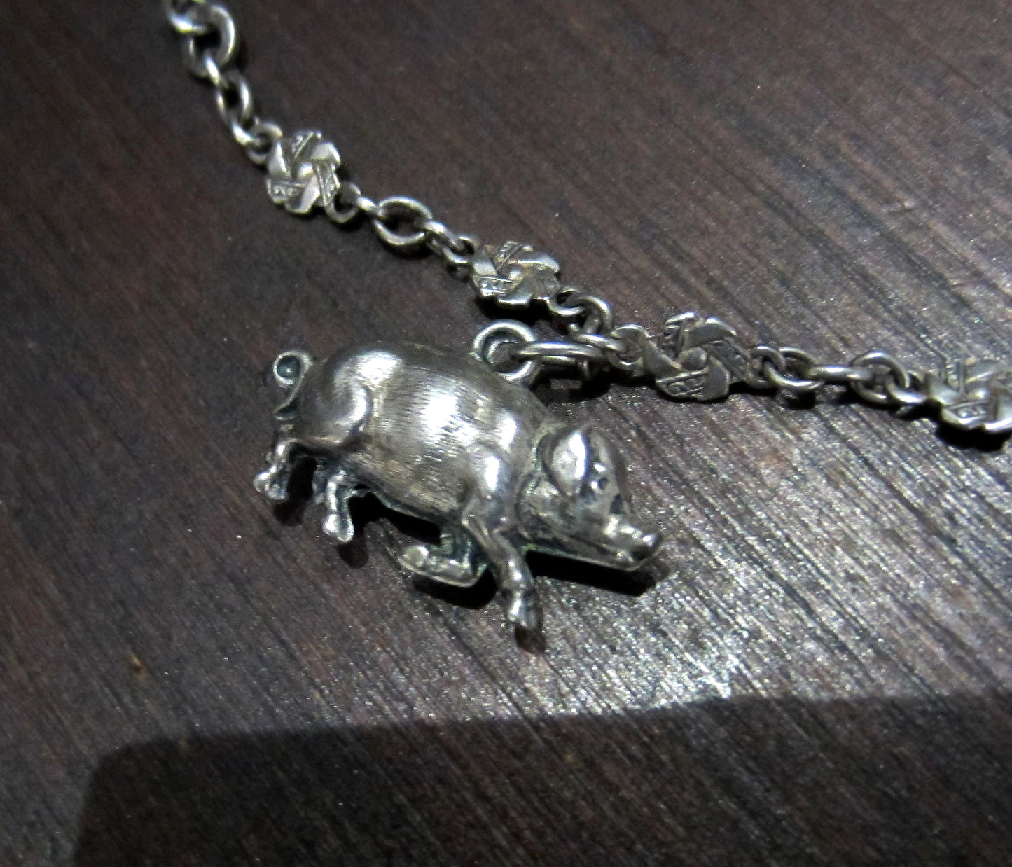 SOLD--Early Deco Animal Charm Necklace Sterling c. 1920