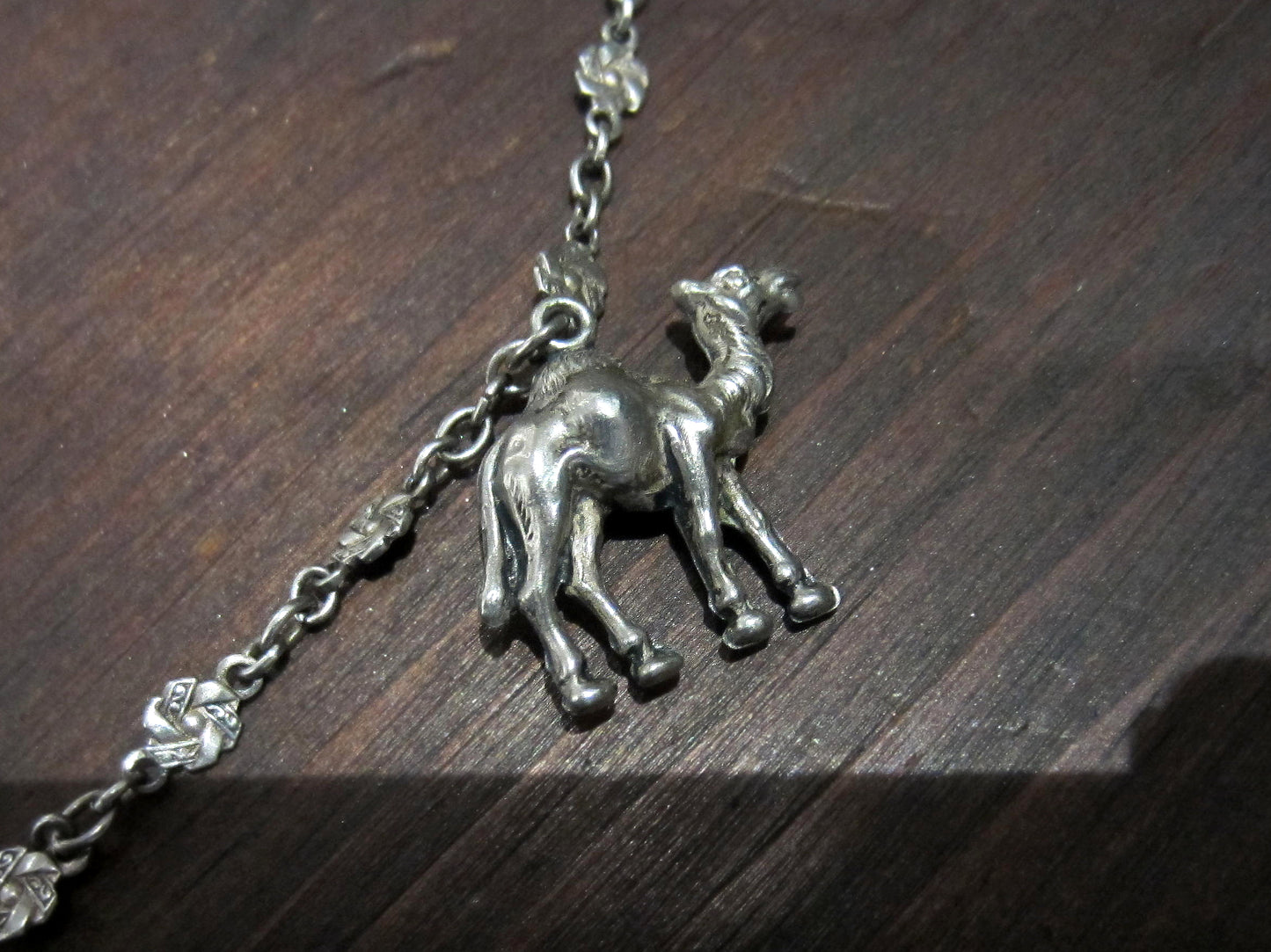 SOLD--Early Deco Animal Charm Necklace Sterling c. 1920