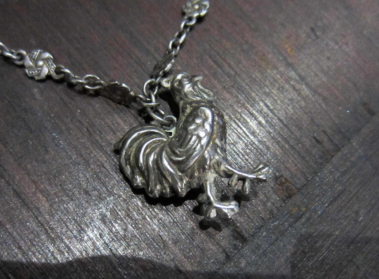 SOLD--Early Deco Animal Charm Necklace Sterling c. 1920