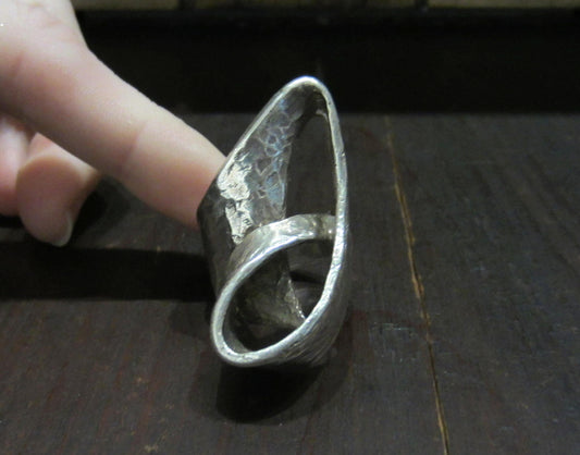 SOLD--Giant Modernist Studio Ring Sterling c. 1970